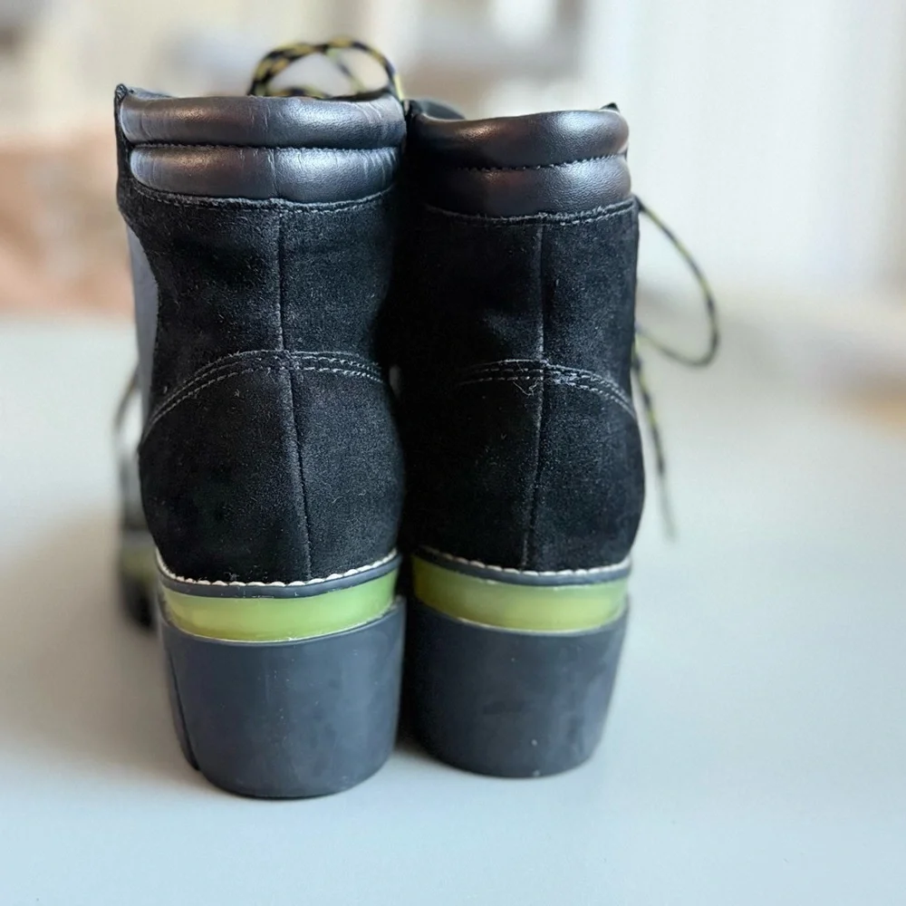 Bernardo Black and Green Combat Boots - Picture 3 of 6